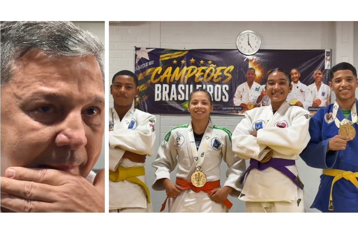 Treinador Queiroz Filho com quatro judocas piauienses