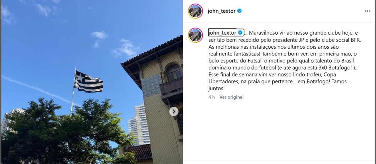 John Textor na sede do Botafogo em General Severiano