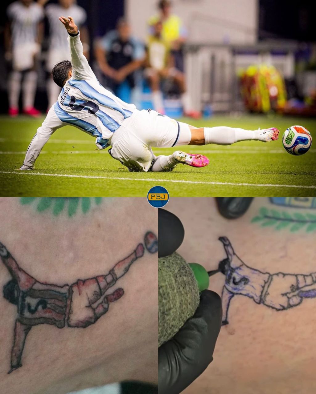 Torcedor exibe tatuagem de Paredes cortando contra-ataque do Egito
