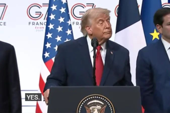 Aperto de mãos entre Trump e Lula no G7