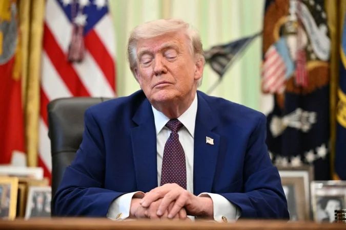 Donald Trump e bandeira dos EUA