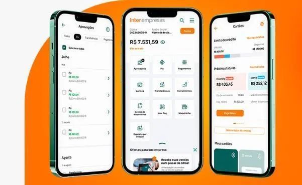 Tela de aplicativo bancário mostrando opções de serviços e assistente virtual