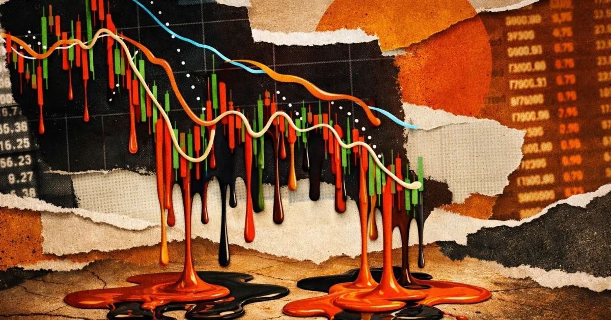 Painel eletrônico com cotações em queda na bolsa