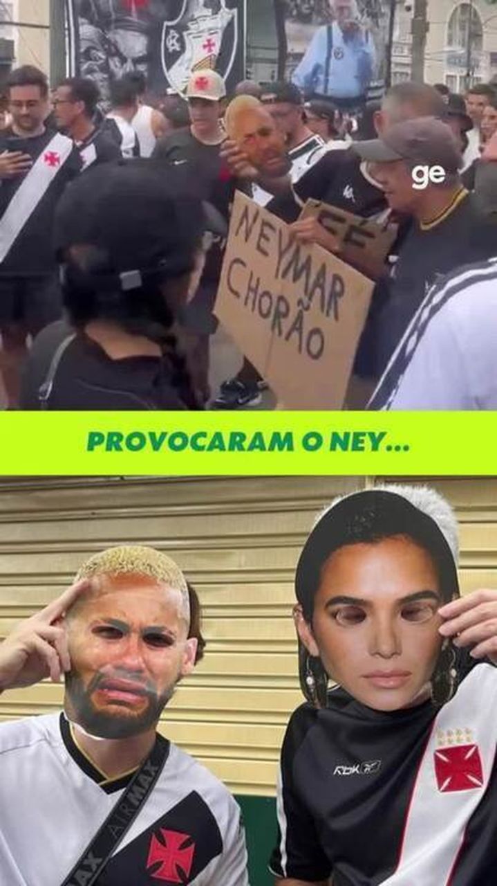 Torcedores com máscaras de Neymar chorando na entrada de São Januário