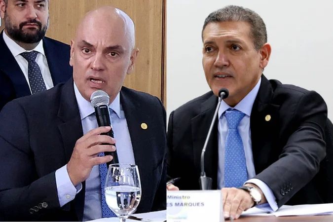 Ministros Alexandre de Moraes e Nunes Marques em sessão