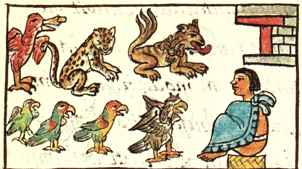 Reconstituição do vivário de Moctezuma em Tenochtitlán