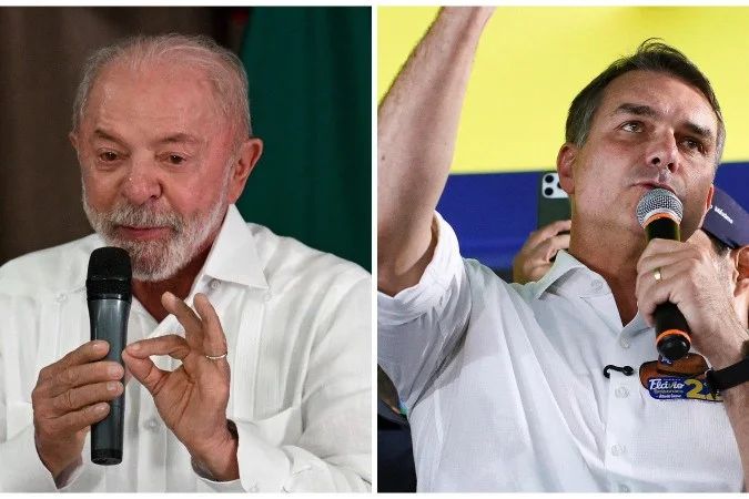 Lula e Flávio Bolsonaro em eventos de campanha