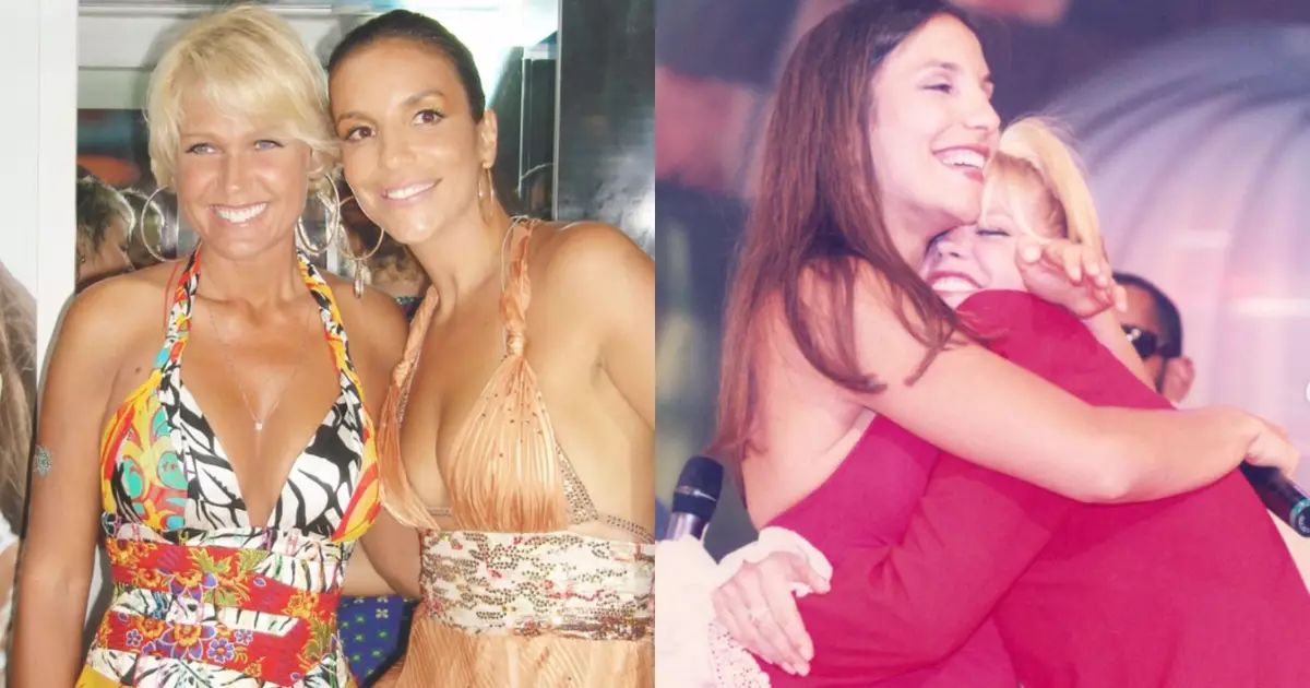 Xuxa e Ivete em foto antiga sorrindo