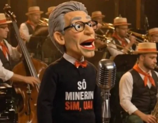 Boneco digital representando Romeu Zema em vídeo gerado por inteligência artificial